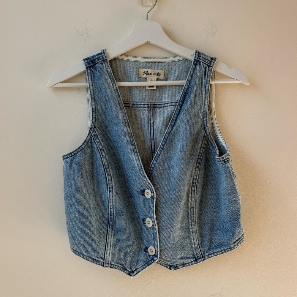 Cotton-Hemp Denim Katrina Crop Vest Top - Picture 12 of 14